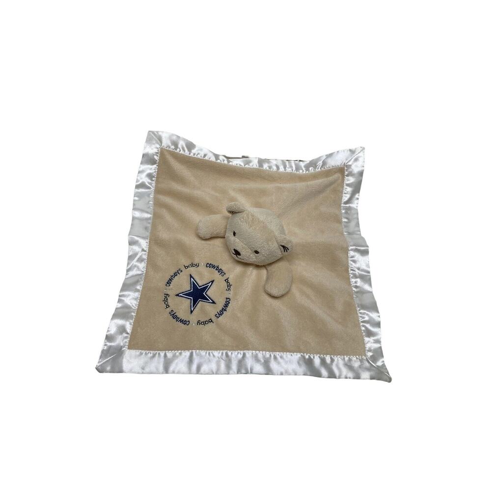 Baby Fanatics NFL Dallas Cowboys Brown Bear Lovey Security Satin Baby Blanket